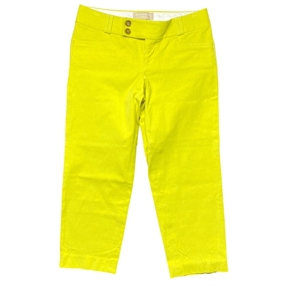 Banana‎ Republic Martin Fit Petite Cropped Pants Bright Lime Yellow Size 4